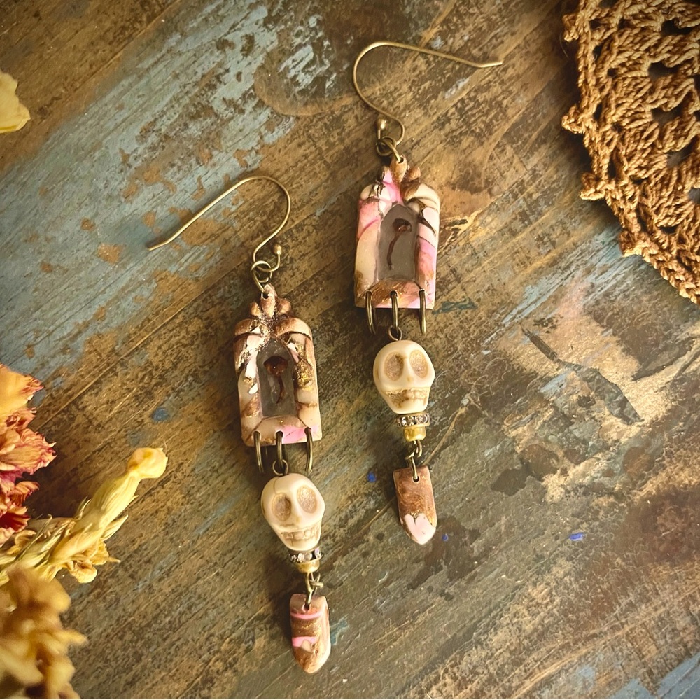 Skull and Mushroom Earrings